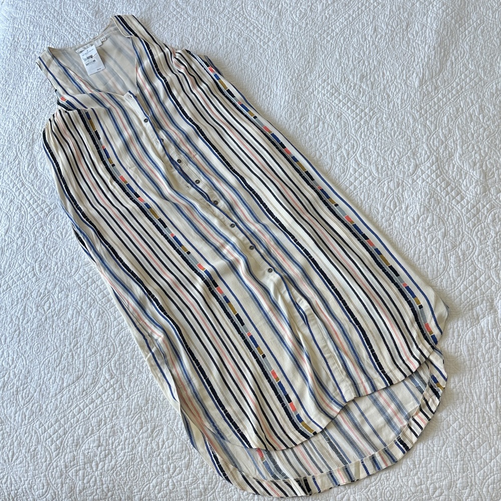 New astr the label Striped Sleeveless Button-Down midi Dress sz medium